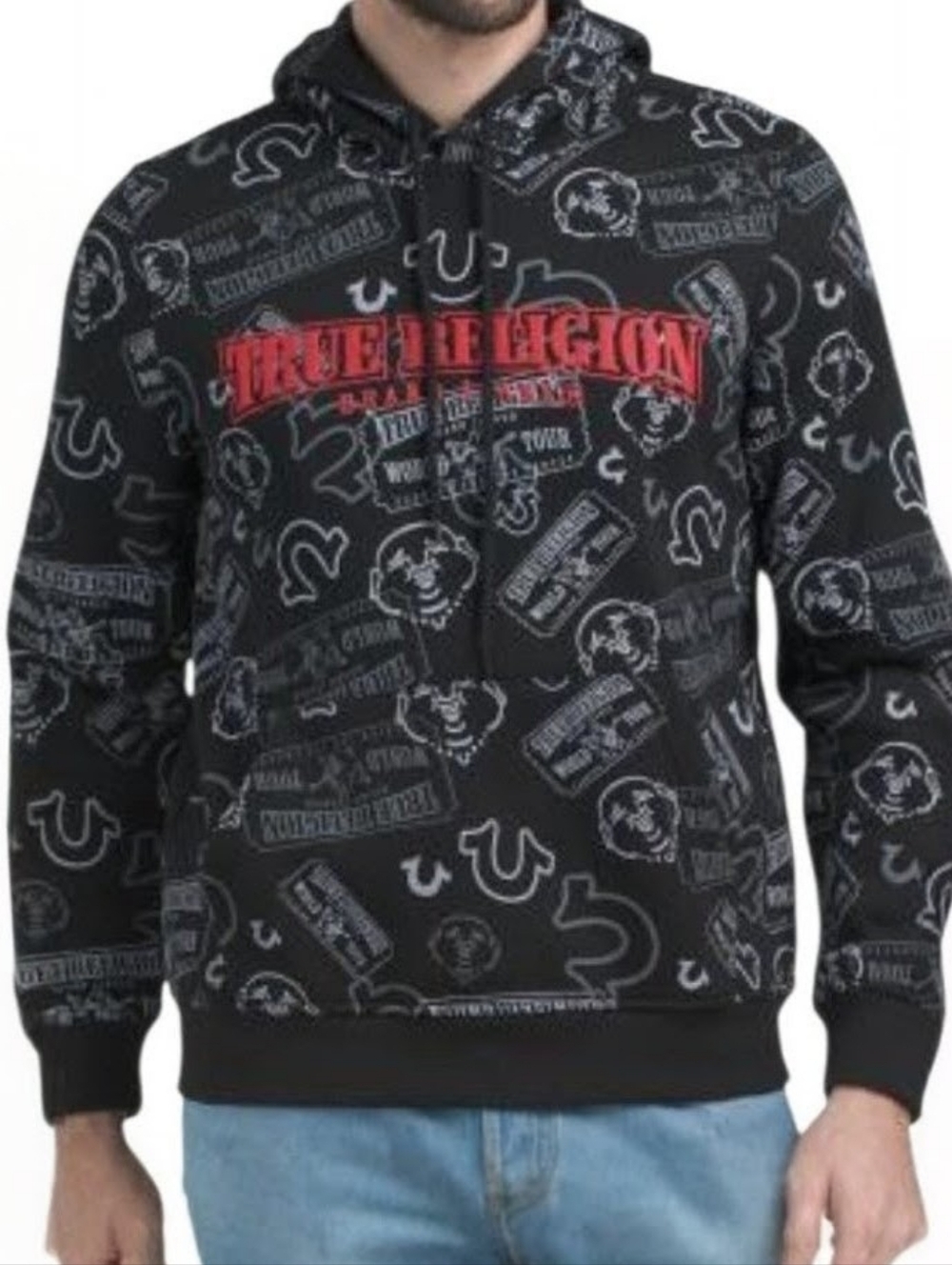 True Religion Buddha Ticket Hoodie L and XL Black World Tour Graphic NWT